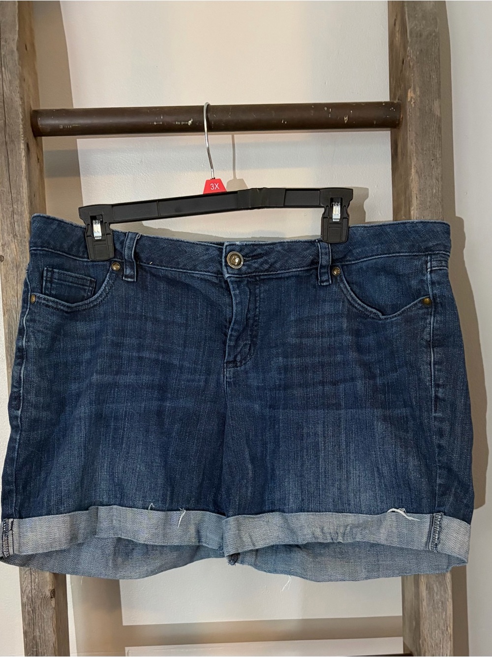 LC Lauren Conrad Dark Blue Rolled Cuff Denim Shorts